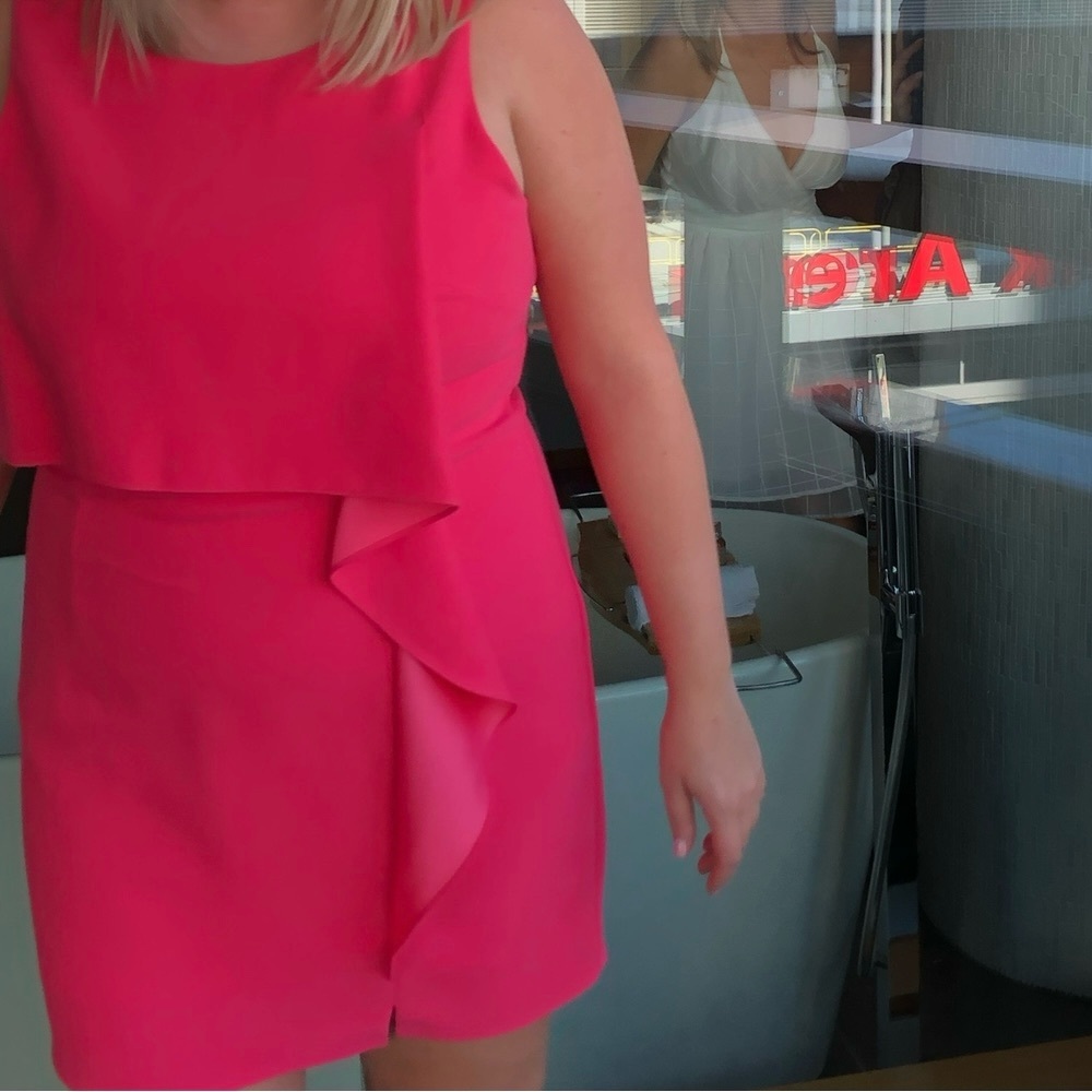 Cartise - Pink Asymmetrical Ruffled Dress - Wedding Guest/Cocktail Dress
